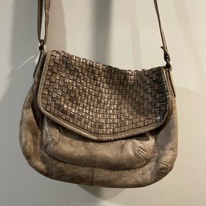 Valentina Genuine Leather Italy woven crossbody bag purse